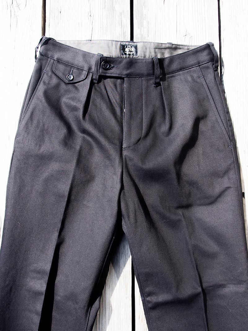 ACV-TR02KT SINGLE-PLEATED COTTON ARMY TROUSERS -Black-