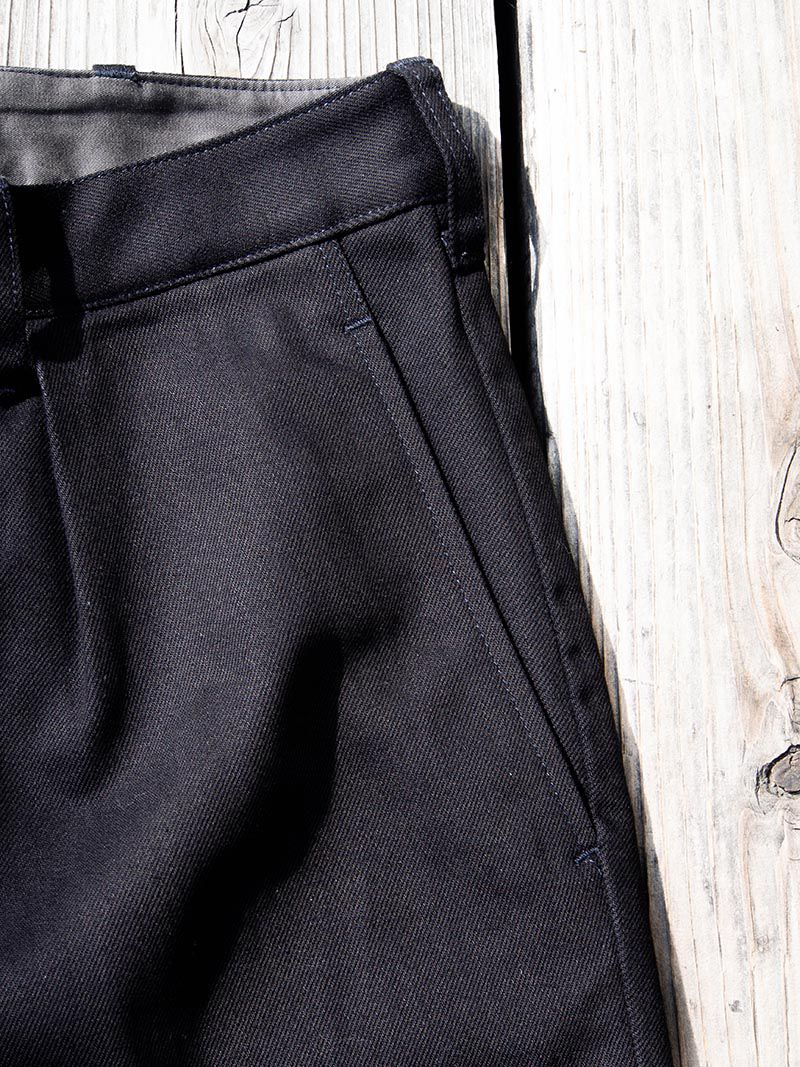 ACV-TR02KT SINGLE-PLEATED COTTON ARMY TROUSERS -Black-