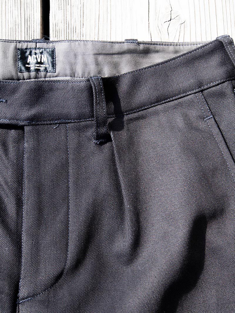ACV-TR02KT SINGLE-PLEATED COTTON ARMY TROUSERS -Black-