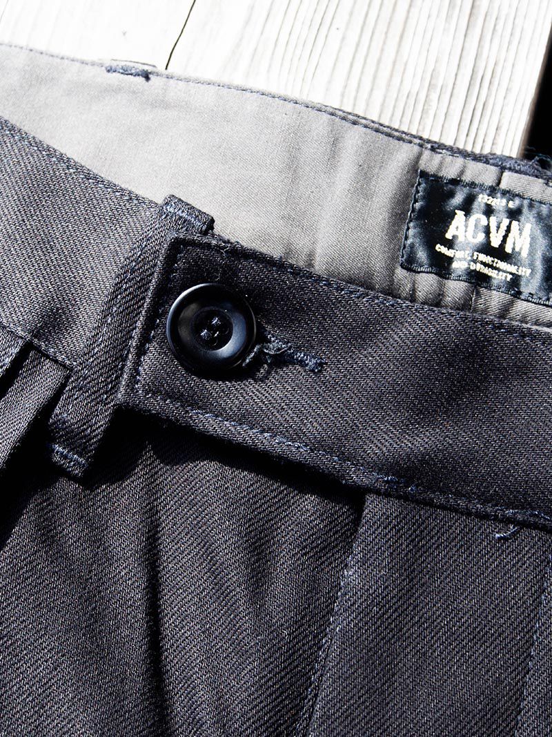 ACV-TR02KT SINGLE-PLEATED COTTON ARMY TROUSERS -Black-