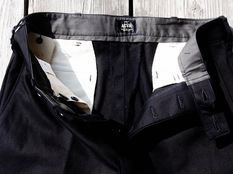 ACV-TR02KT SINGLE-PLEATED COTTON ARMY TROUSERS -Black-