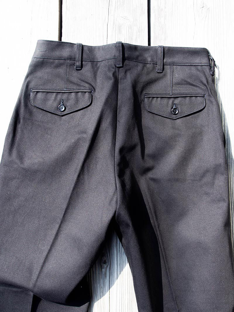 ACV-TR02KT SINGLE-PLEATED COTTON ARMY TROUSERS -Black-