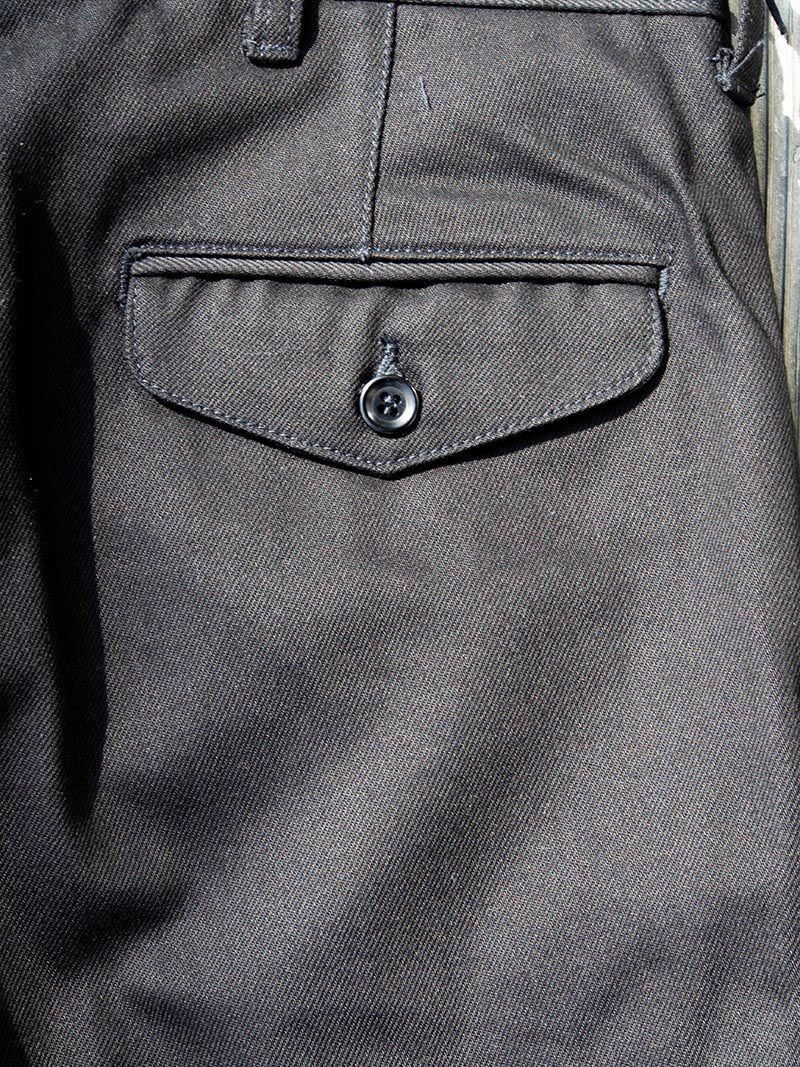 ACV-TR02KT SINGLE-PLEATED COTTON ARMY TROUSERS -Black-