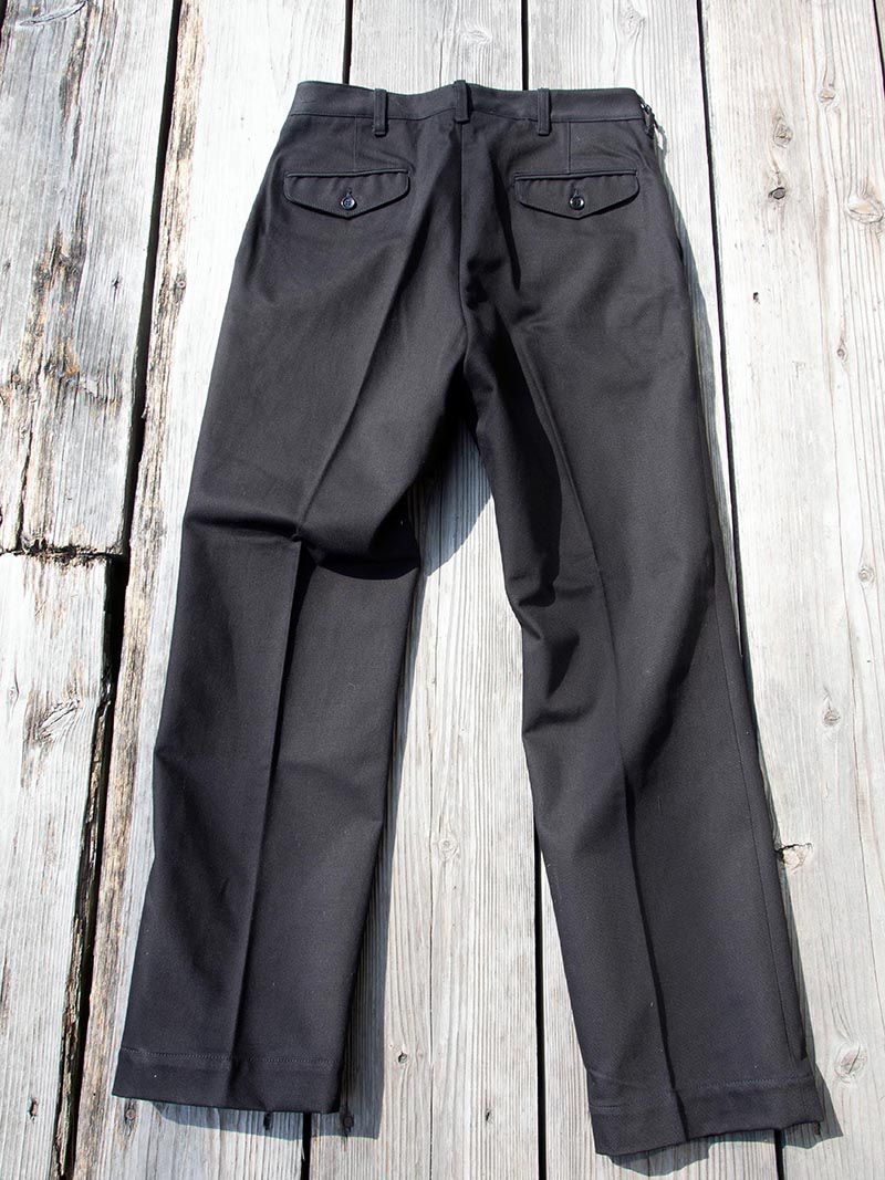ACV-TR02KT SINGLE-PLEATED COTTON ARMY TROUSERS -Black-