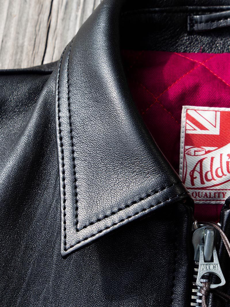 AD-01 SHEEPSKIN CENTER ZIP JACKET -Black-