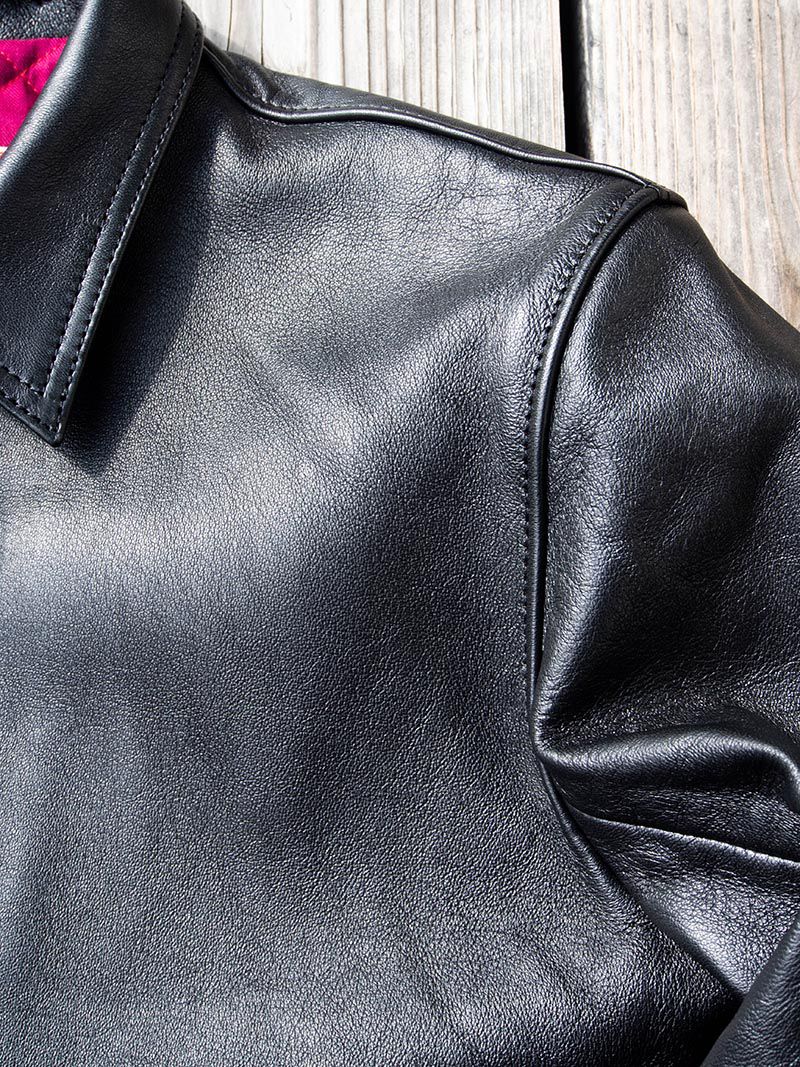 AD-01 SHEEPSKIN CENTER ZIP JACKET -Black-
