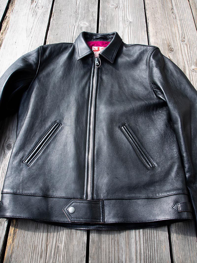 AD-01 SHEEPSKIN CENTER ZIP JACKET -Black-
