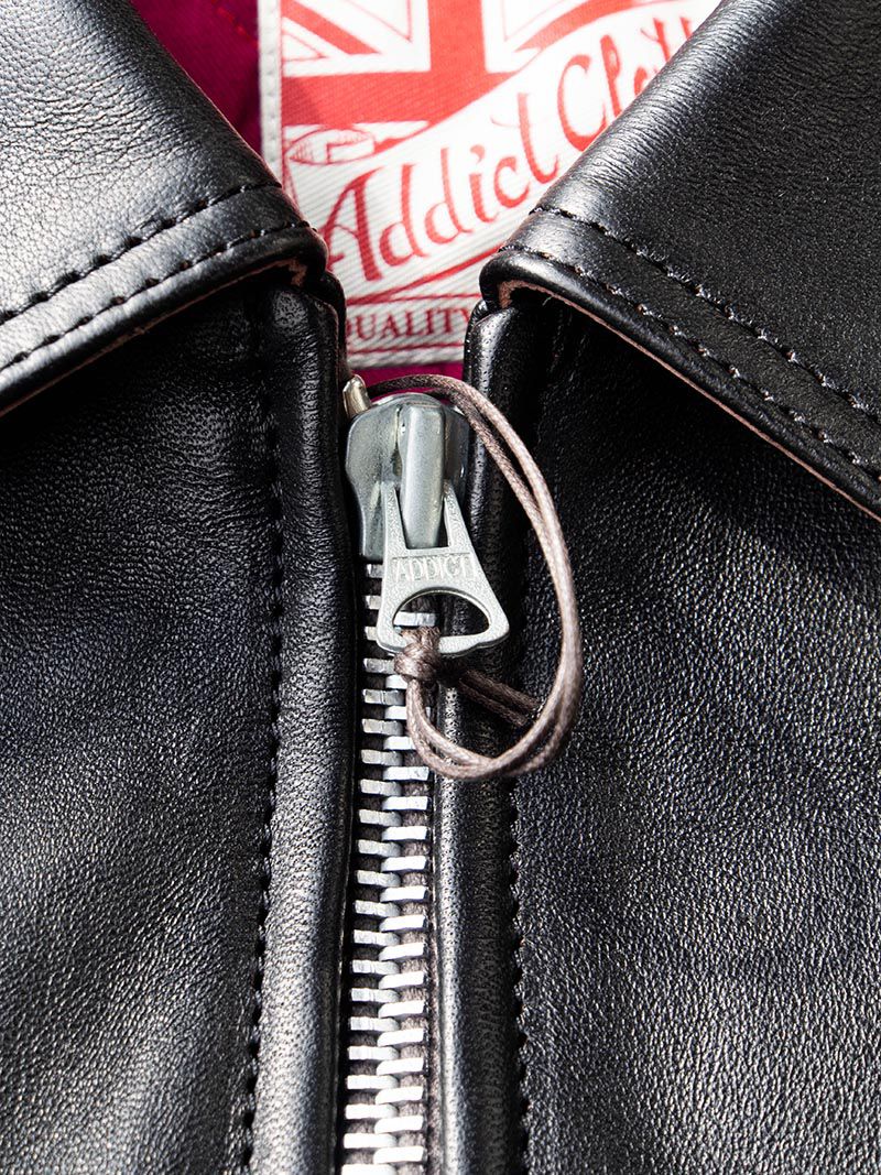 AD-01 SHEEPSKIN CENTER ZIP JACKET -Black-