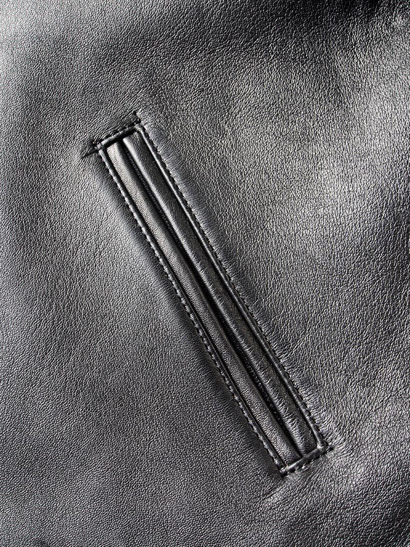 AD-01 SHEEPSKIN CENTER ZIP JACKET -Black-