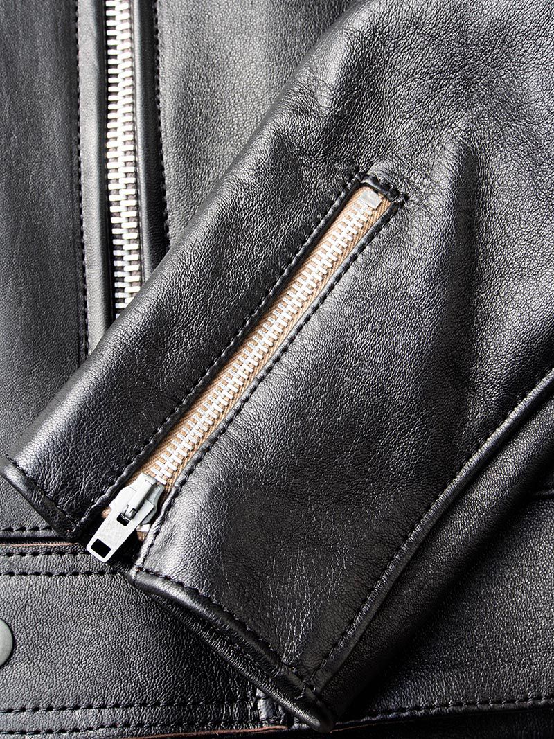AD-01 SHEEPSKIN CENTER ZIP JACKET -Black-