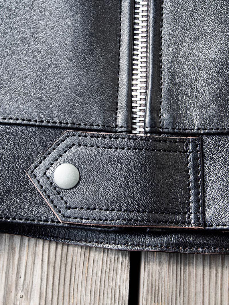 AD-01 SHEEPSKIN CENTER ZIP JACKET -Black-