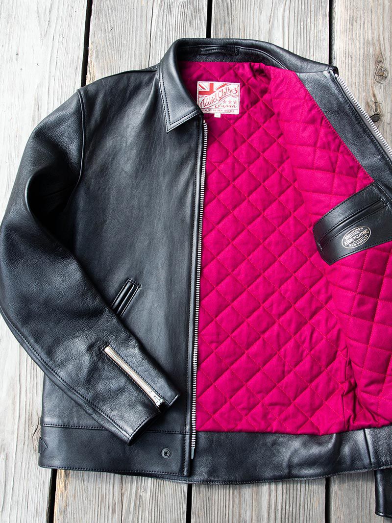 AD-01 SHEEPSKIN CENTER ZIP JACKET -Black-