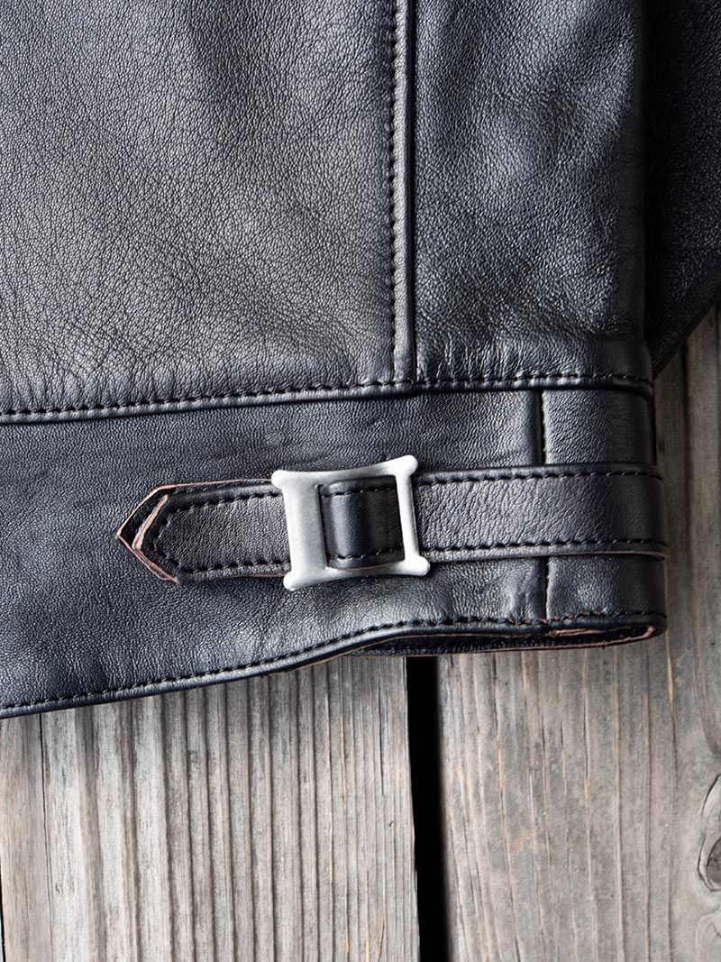 AD-01 SHEEPSKIN CENTER ZIP JACKET -Black-
