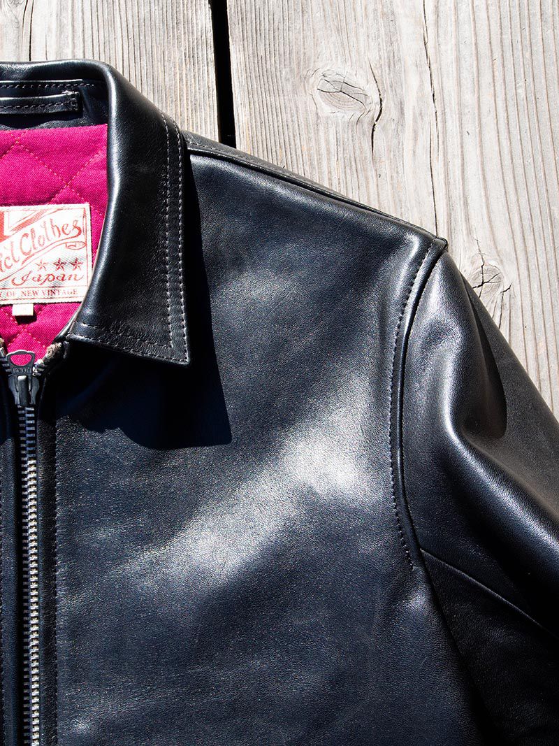 AD-01 HORSE-HIDE CENTER ZIP JACKET -Black-