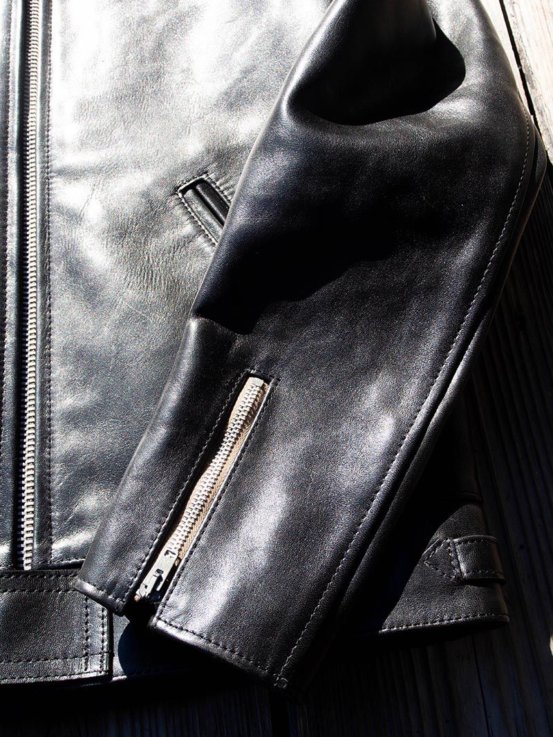 AD-01 HORSE-HIDE CENTER ZIP JACKET -Black-