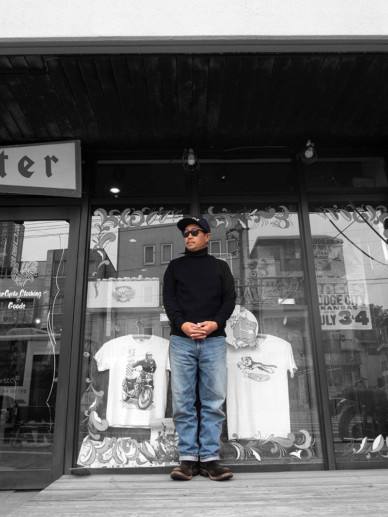 Naval High-Neck L/S Tee -Black-
