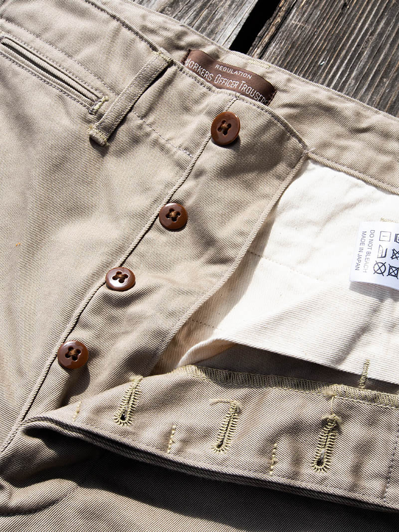 Officer Trousers, Regular Fit, Type 2, Greige Chino
