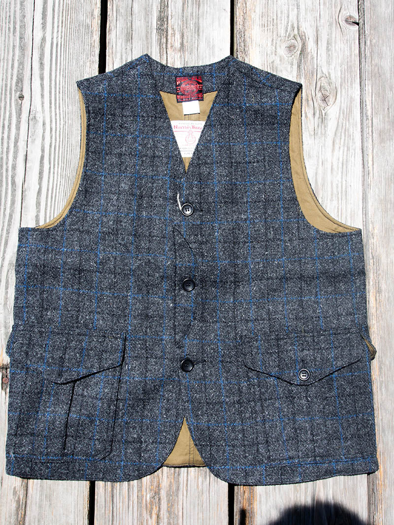 Cruiser Vest, Harris Tweed, Black x Blue