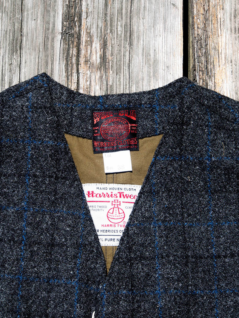 Cruiser Vest, Harris Tweed, Black x Blue