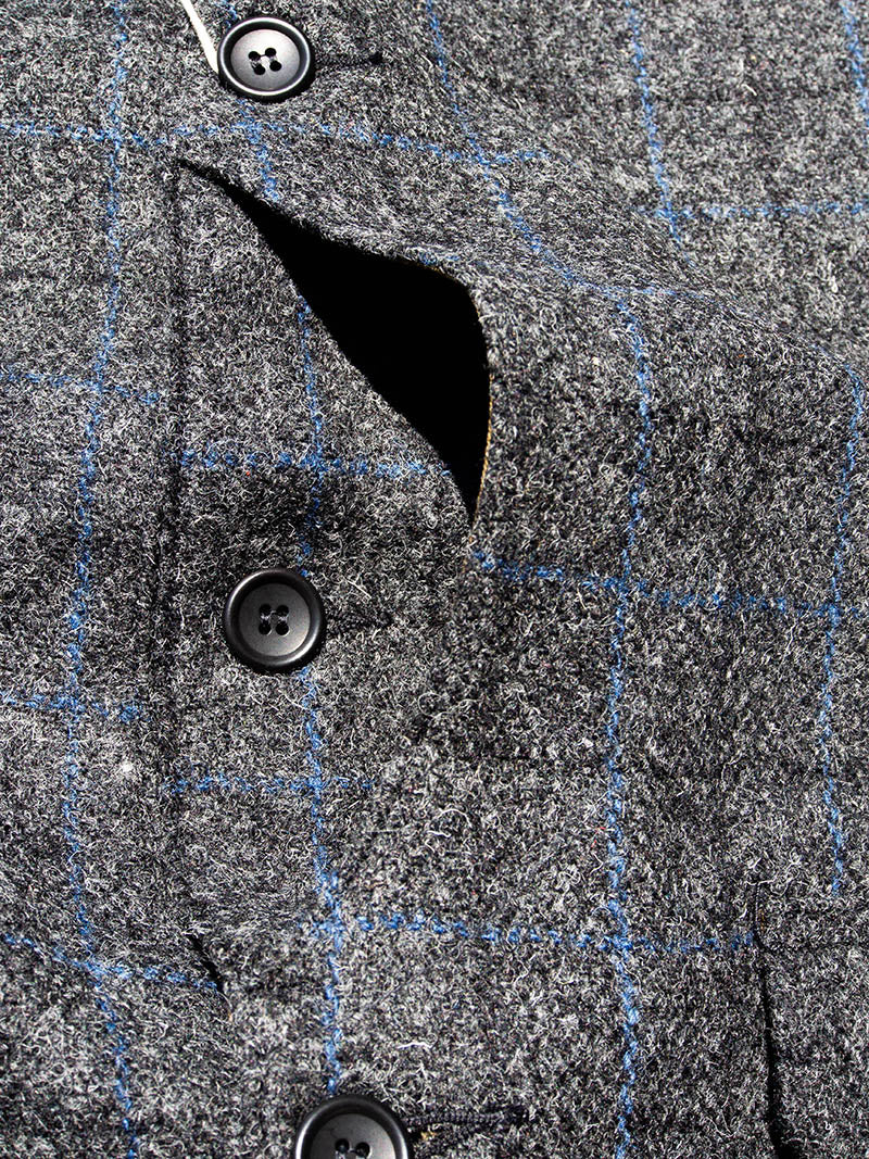 Cruiser Vest, Harris Tweed, Black x Blue