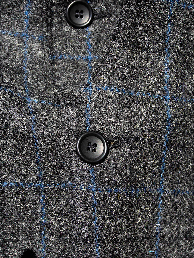 Cruiser Vest, Harris Tweed, Black x Blue
