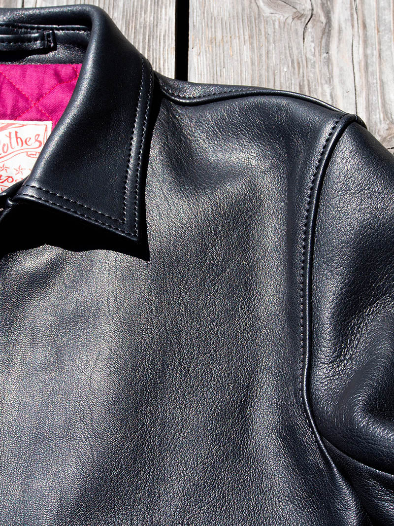 AD-01 SHEEPSKIN CENTER ZIP JACKET -Black-