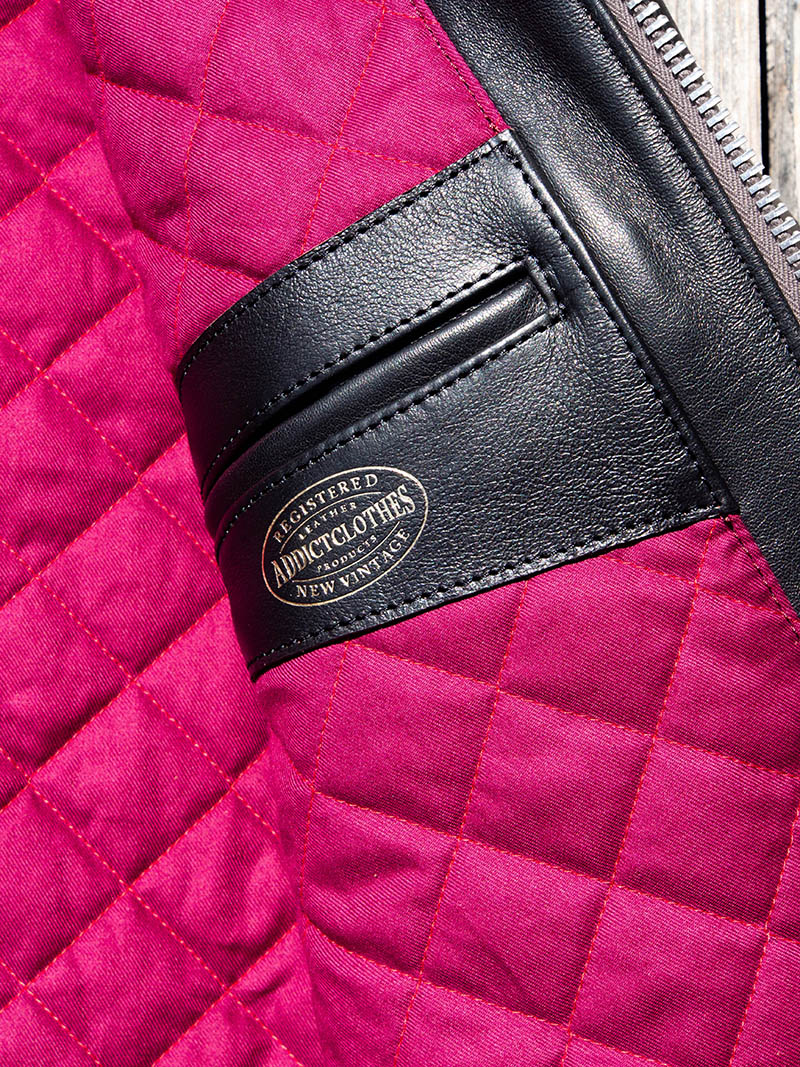 AD-01 SHEEPSKIN CENTER ZIP JACKET -Black-