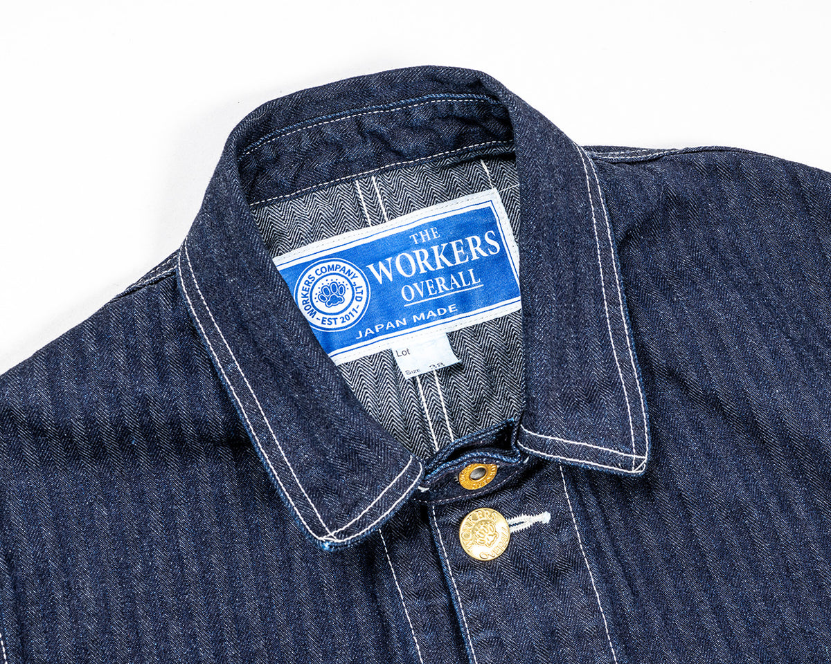 Deluxe Railroad Jacket, 12 oz, Grey Back Indigo Herringbone