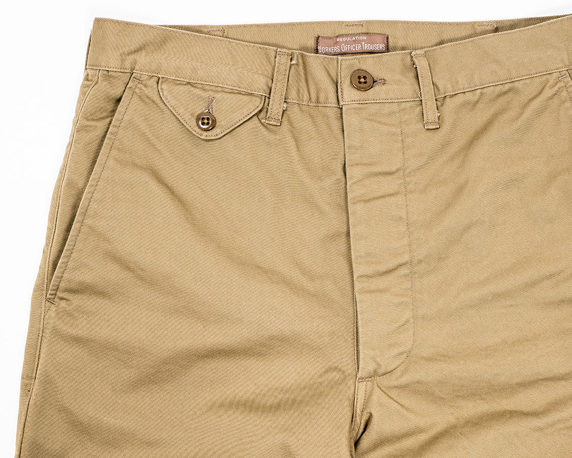 Officer Trousers, Regular Fit, 8 oz Light Chino, Beige