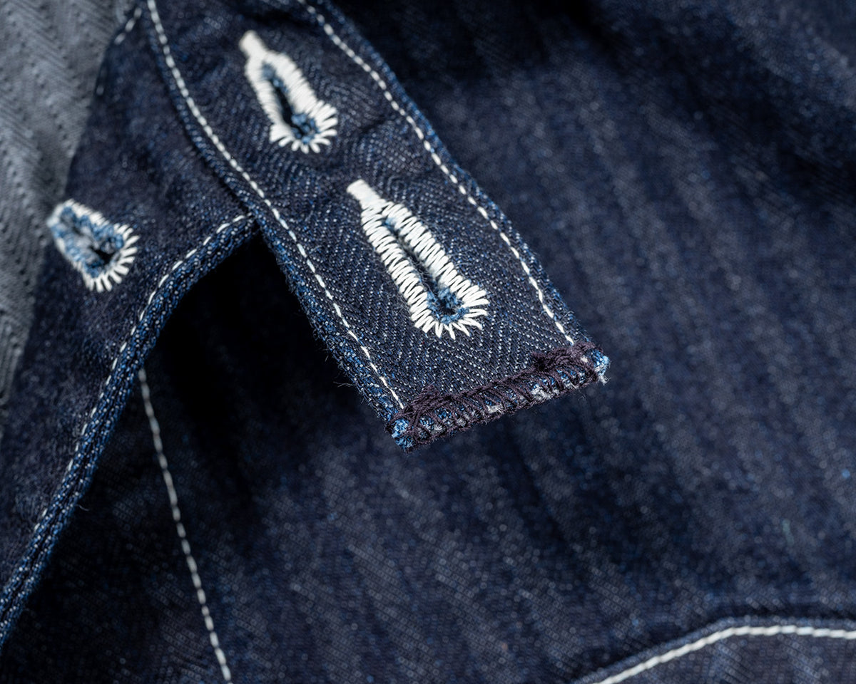 Deluxe Railroad Jacket, 12 oz, Grey Back Indigo Herringbone
