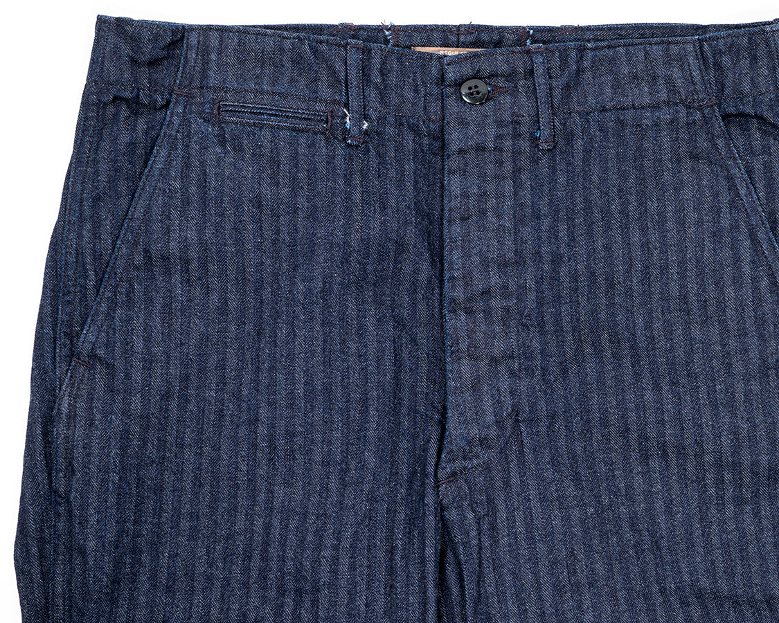 Officer Trousers Regular Type2, Indigo Herringbone