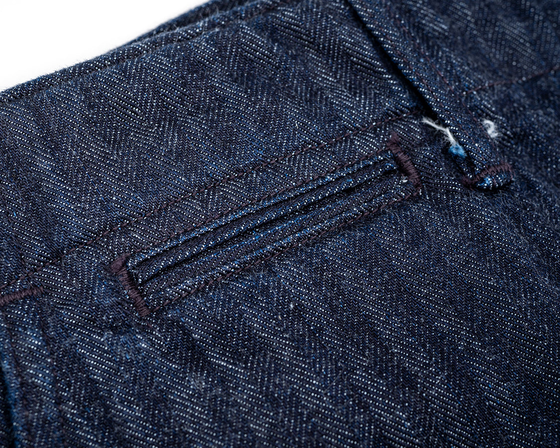 Officer Trousers Regular Type2, Indigo Herringbone