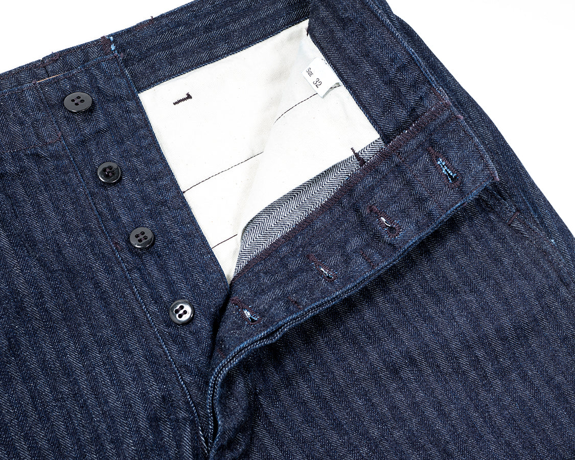 Officer Trousers Regular Type2, Indigo Herringbone