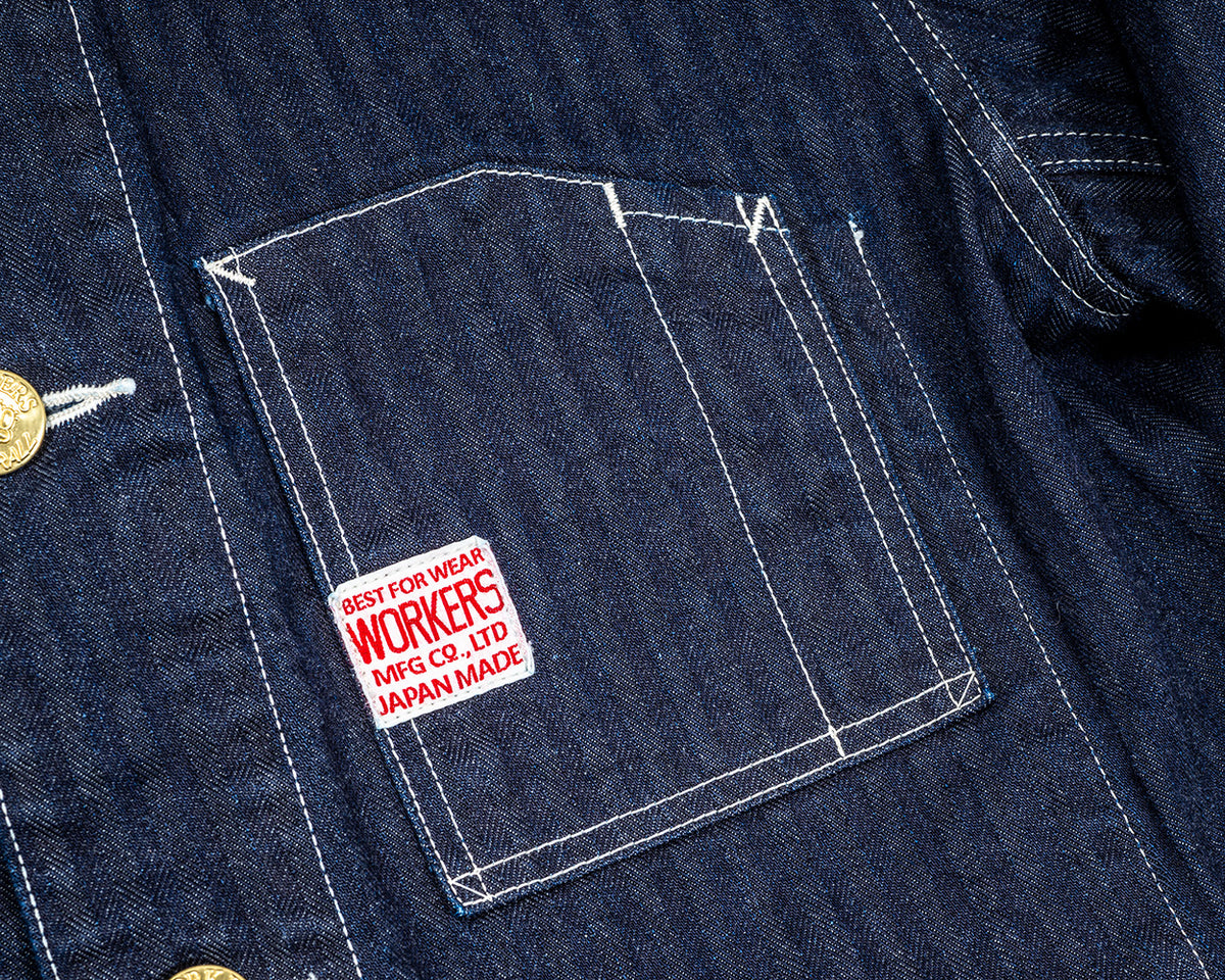 Deluxe Railroad Jacket, 12 oz, Grey Back Indigo Herringbone