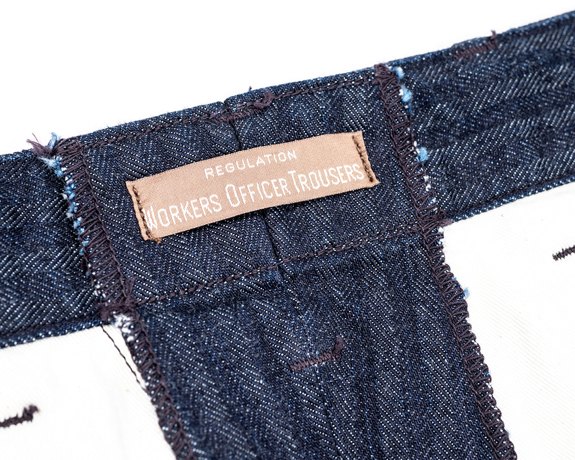 Officer Trousers Regular Type2, Indigo Herringbone