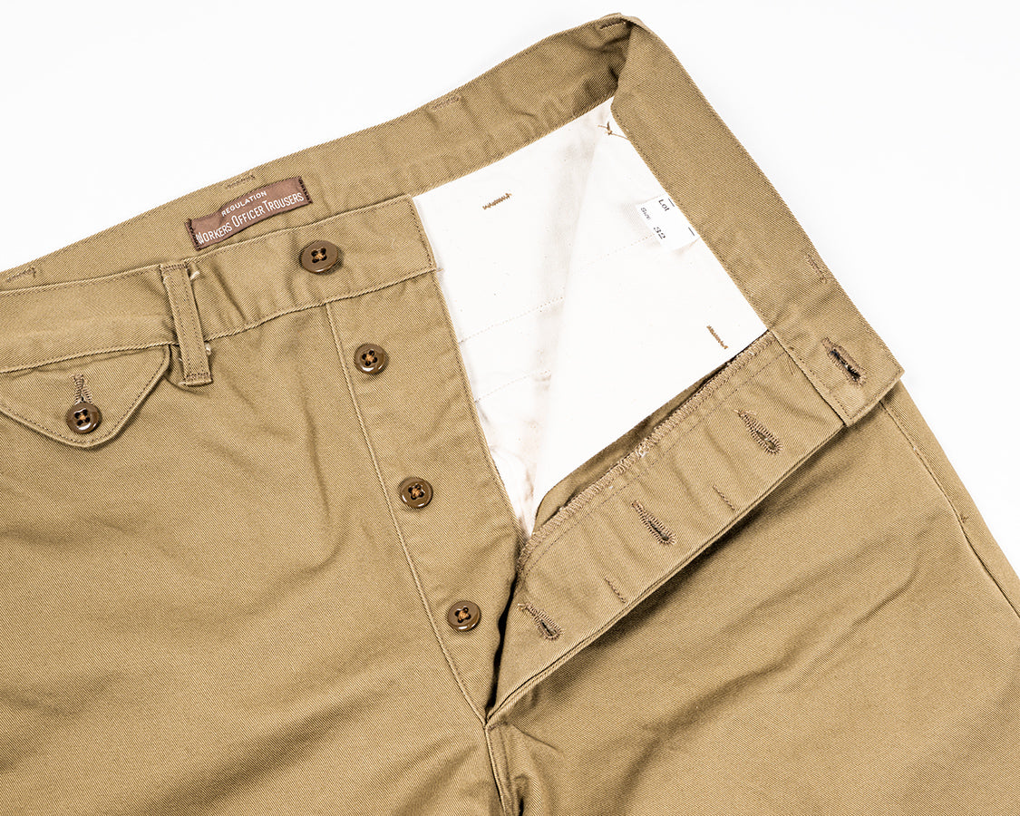 Officer Trousers, Regular Fit, 8 oz Light Chino, Beige