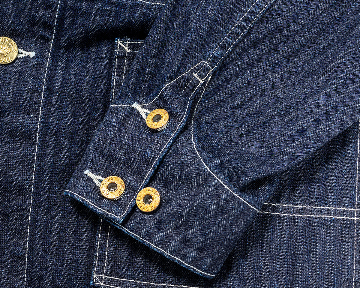 Deluxe Railroad Jacket, 12 oz, Grey Back Indigo Herringbone