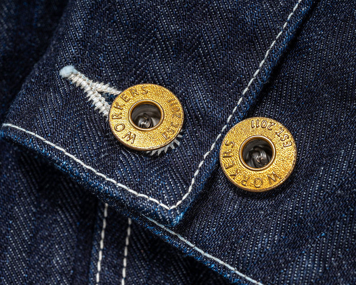 Deluxe Railroad Jacket, 12 oz, Grey Back Indigo Herringbone