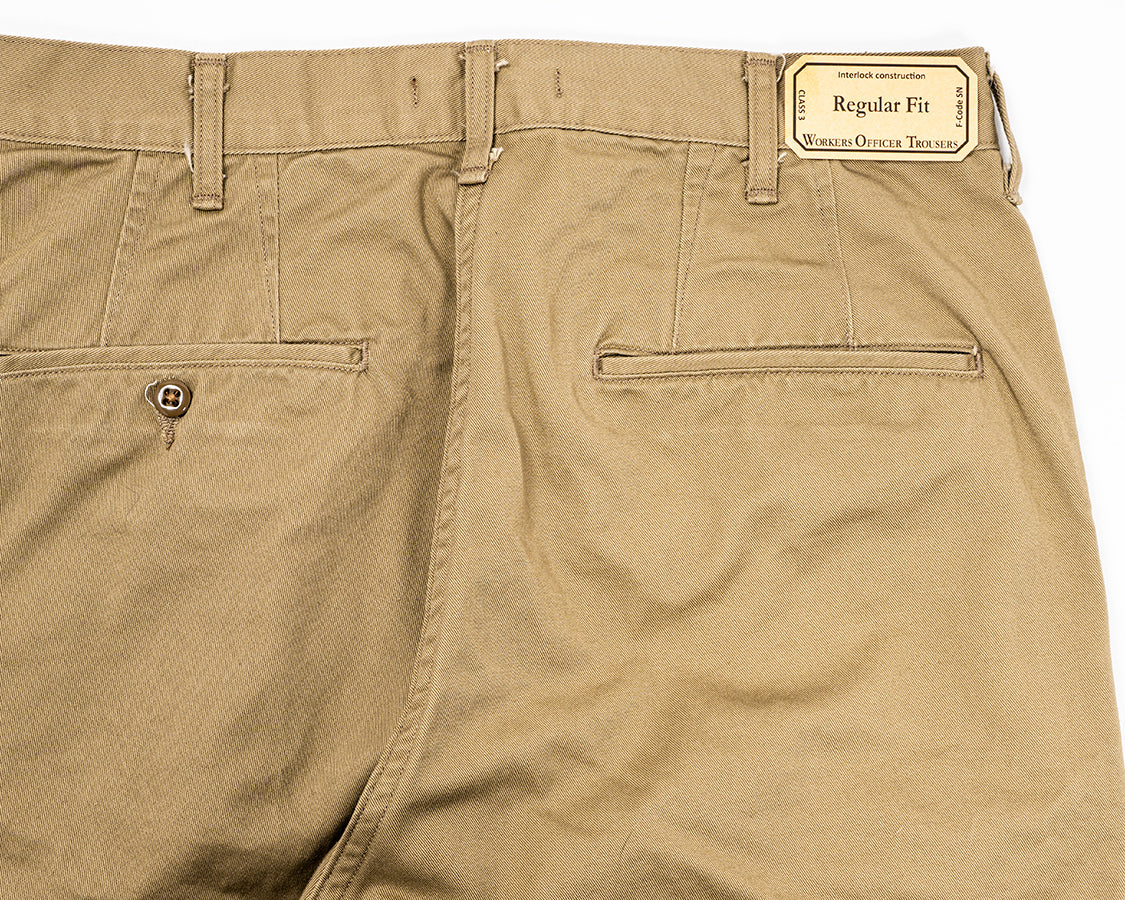 Officer Trousers, Regular Fit, 8 oz Light Chino, Beige