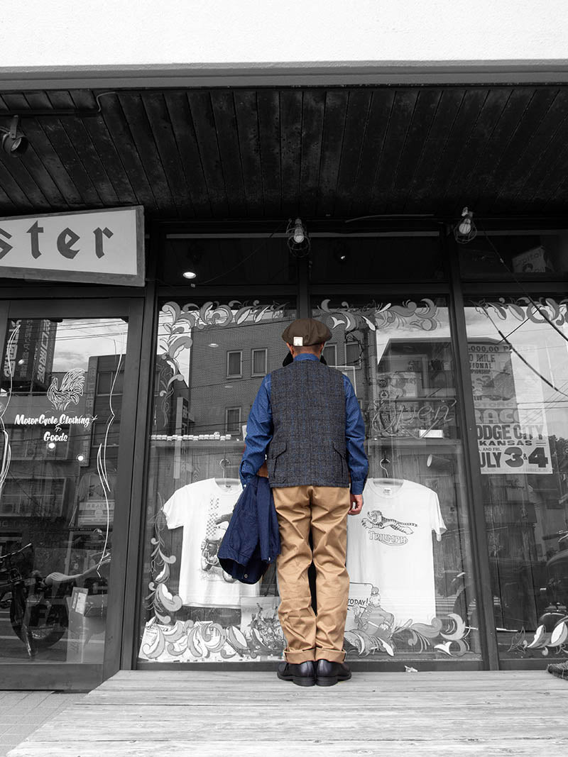 Cruiser Vest, Harris Tweed, Black x Blue