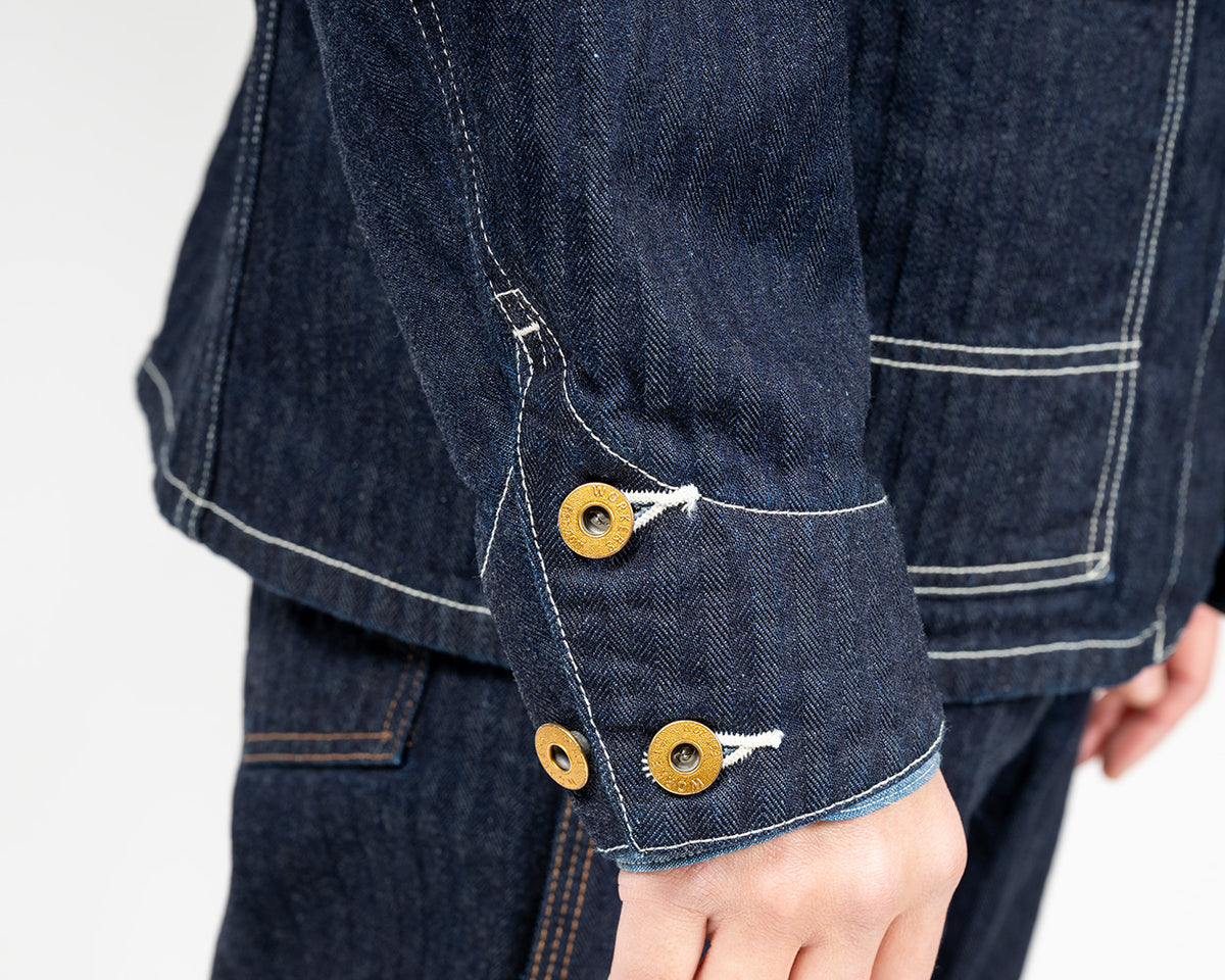 Deluxe Railroad Jacket, 12 oz, Grey Back Indigo Herringbone