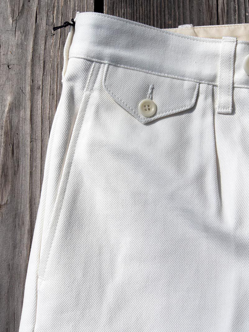 ACV-TR02KT SINGLE-PLEATED COTTON ARMY TROUSERS -White-