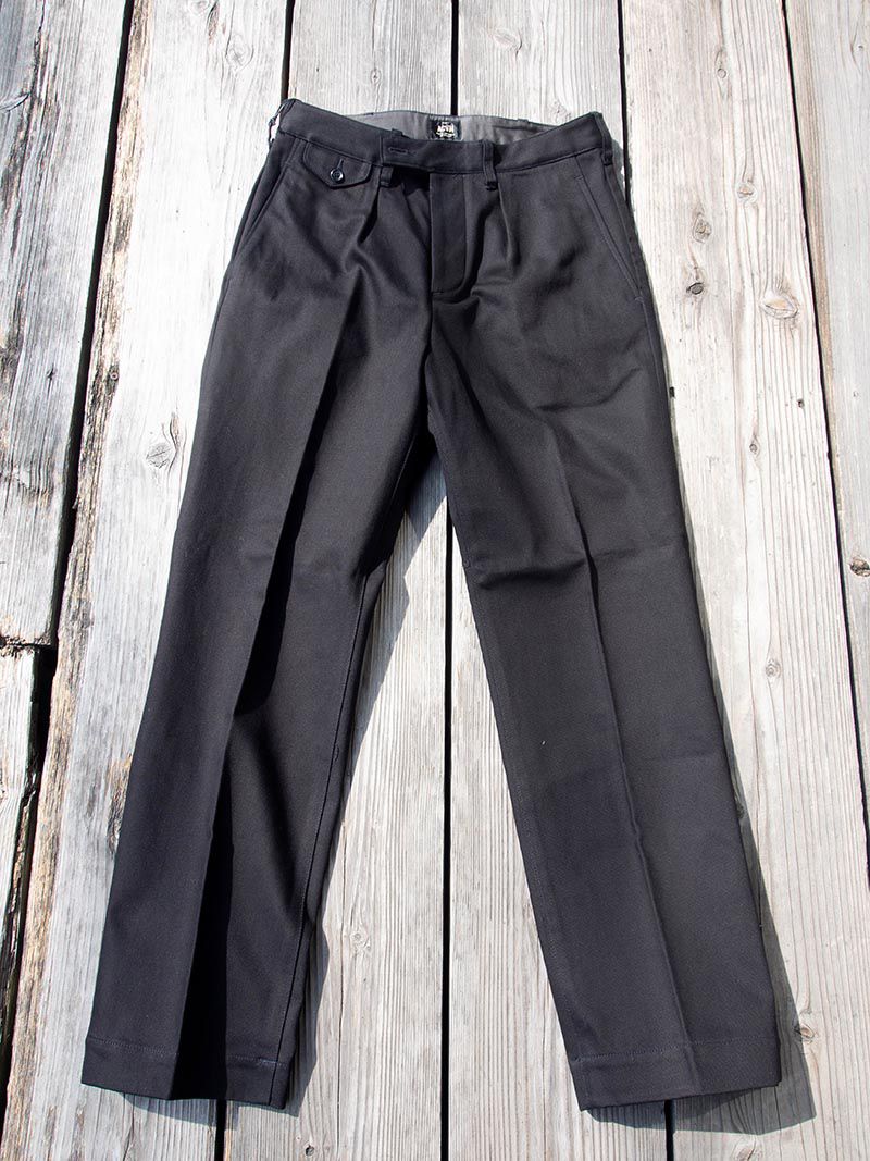 ACV-TR02KT SINGLE-PLEATED COTTON ARMY TROUSERS -Black-