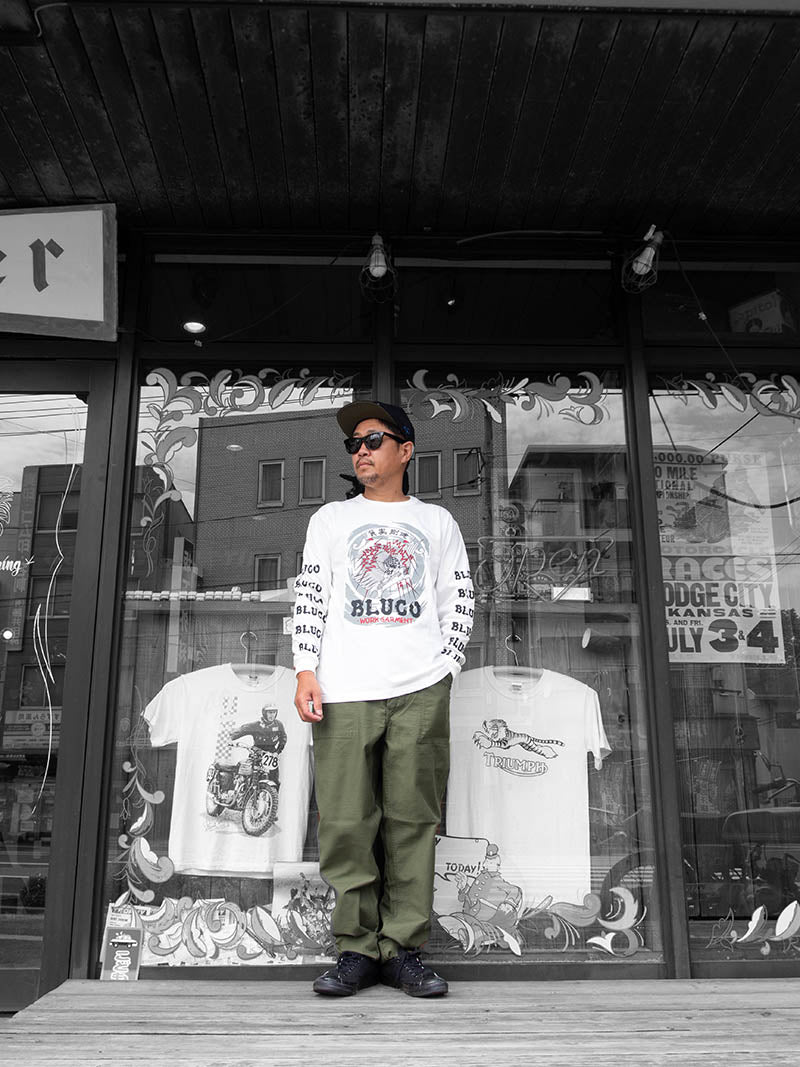 HEAVY DRY COTTON PRINT L/S TEE -Artwork by 遊鷹-