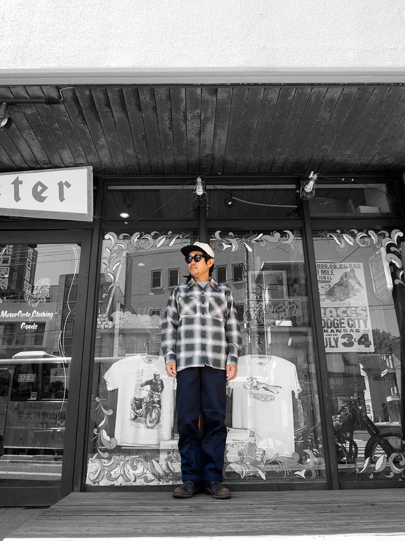 Print Flannel Check Shirts -Ombre-