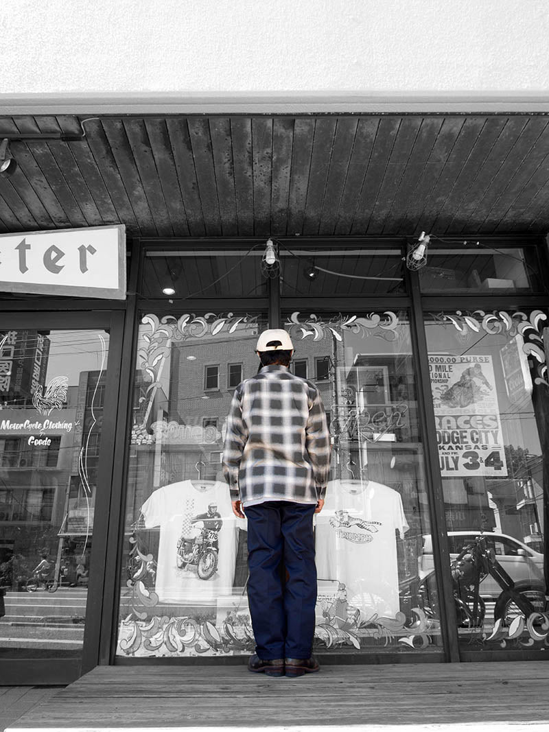 Print Flannel Check Shirts -Ombre-