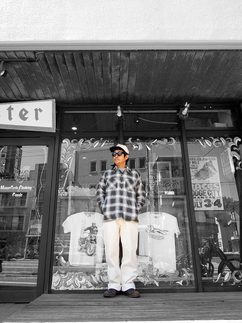 Print Flannel Check Shirts -Ombre-
