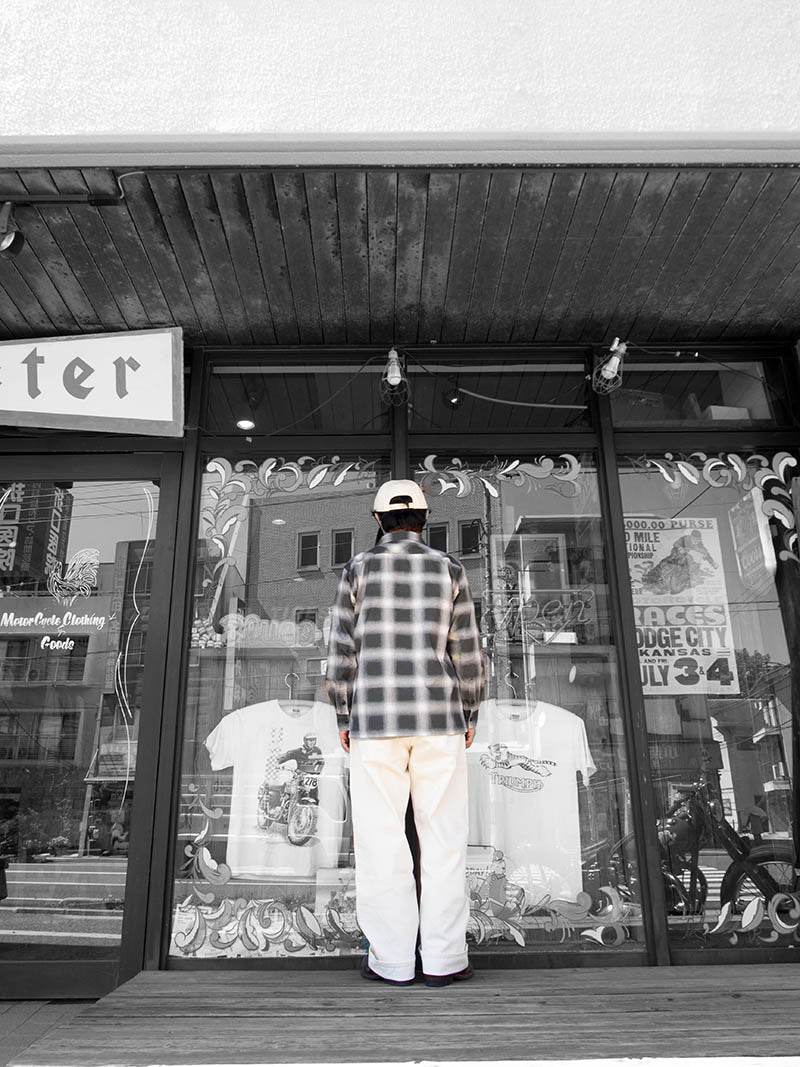 Print Flannel Check Shirts -Ombre-