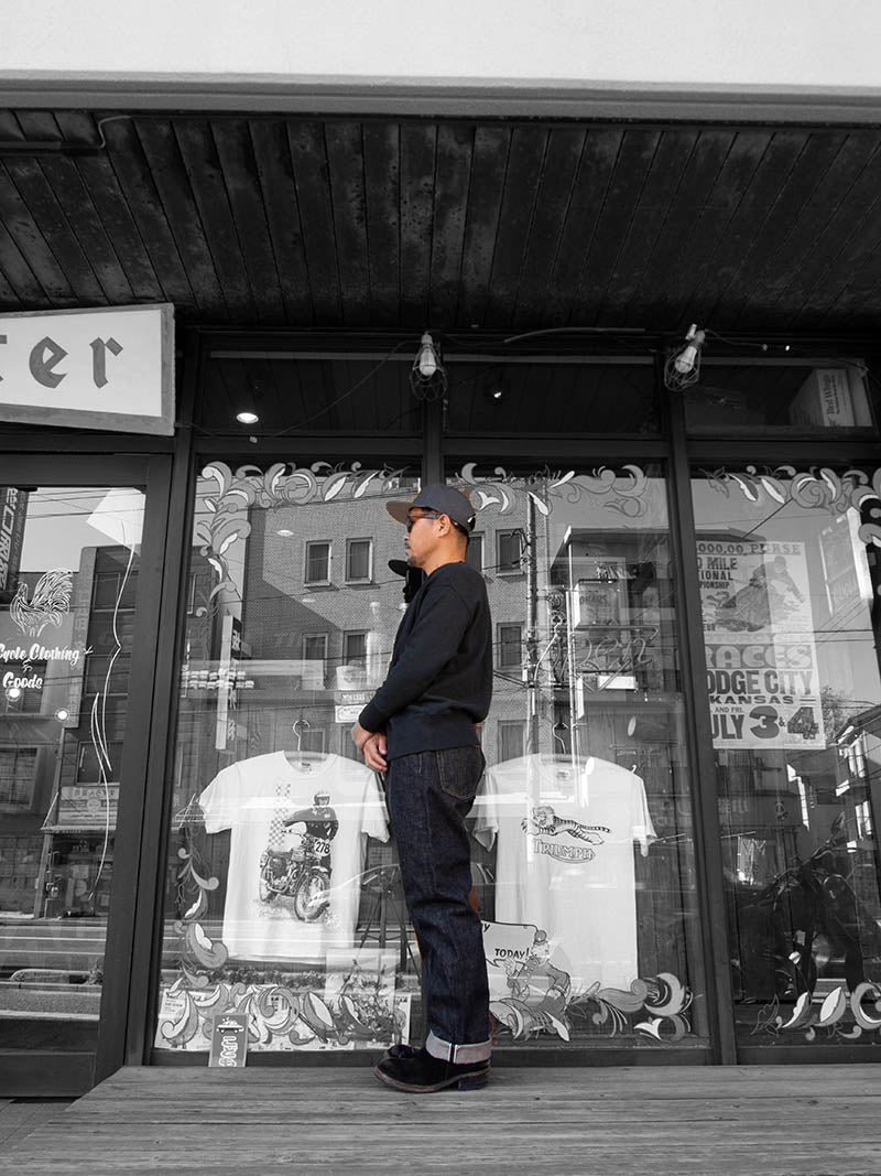 SBJ-145-222xxBK JUMBO 14.5oz SELVEDGE STRAIGHT JEANS -Black Denim-