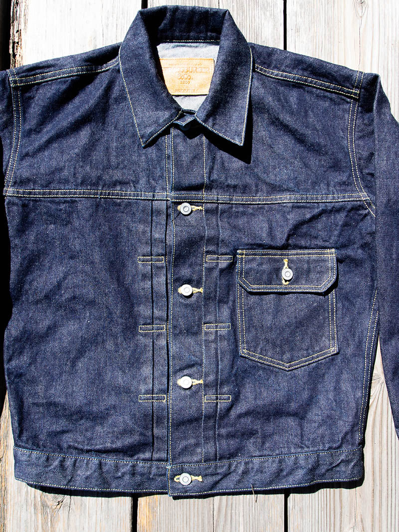 SBJ-145-305 JUNBO 14.5oz SELVEDGE DENIM JACKET 1st -Stitch All Banana Yellow-